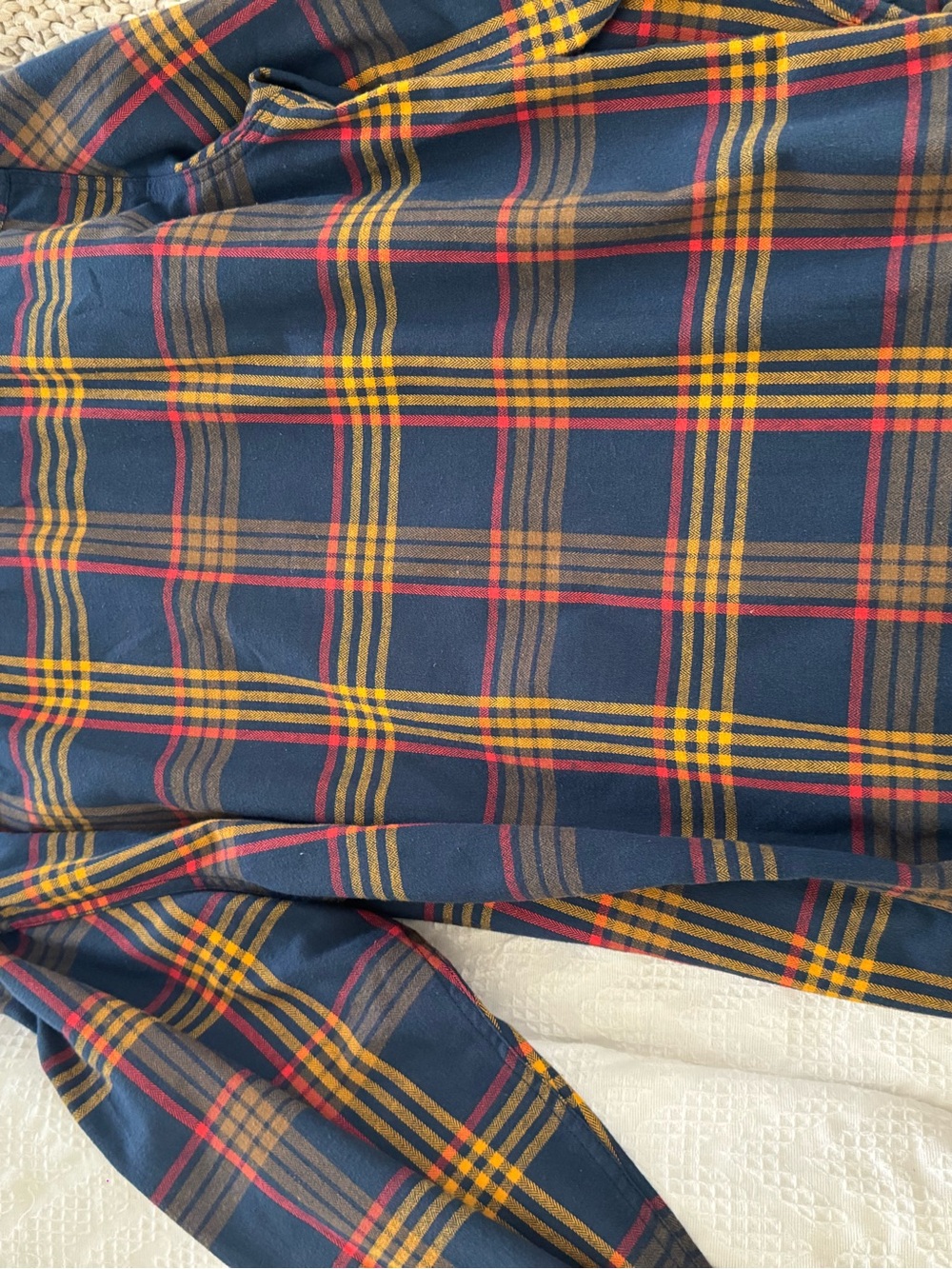 Men's Navy Plaid Casual Pants - Yellow & Red Accent